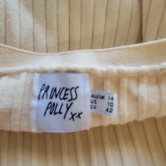 Princess Polly cream sweater dress, size 10, ribbed, short sleeve button up - Picture 3 of 3